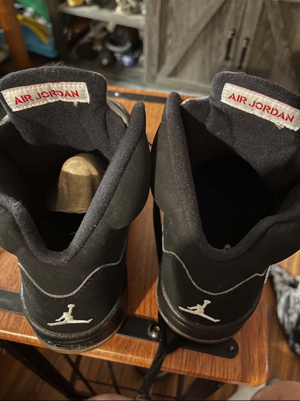 Jordan Black High-Top Sneakers with White Jumpman and Red Air Jordan Tag